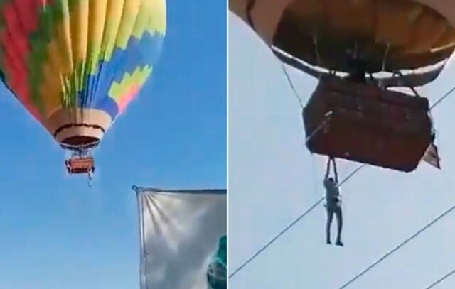 ¡Vivió para contarlo! Hombre estuvo a punto de caer de un globo aerostático en Teotihuacá
