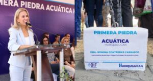 Romina Contreras coloca la primera piedra de alberca olímpica ‘Acuática’