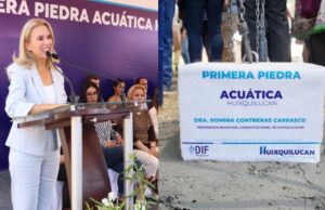 Romina Contreras coloca la primera piedra de alberca olímpica ‘Acuática’