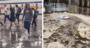 Lluvia desborda estaciones del Metro en la Ciudad de México