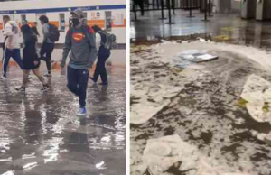 Lluvia desborda estaciones del Metro en la Ciudad de México