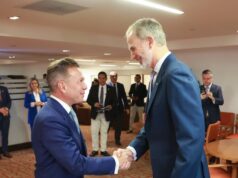 Pablo Lemus y el Rey Felipe VI previos al partido España vs Uruguay